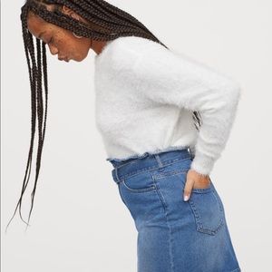 H&M White Fuzzy Sweater